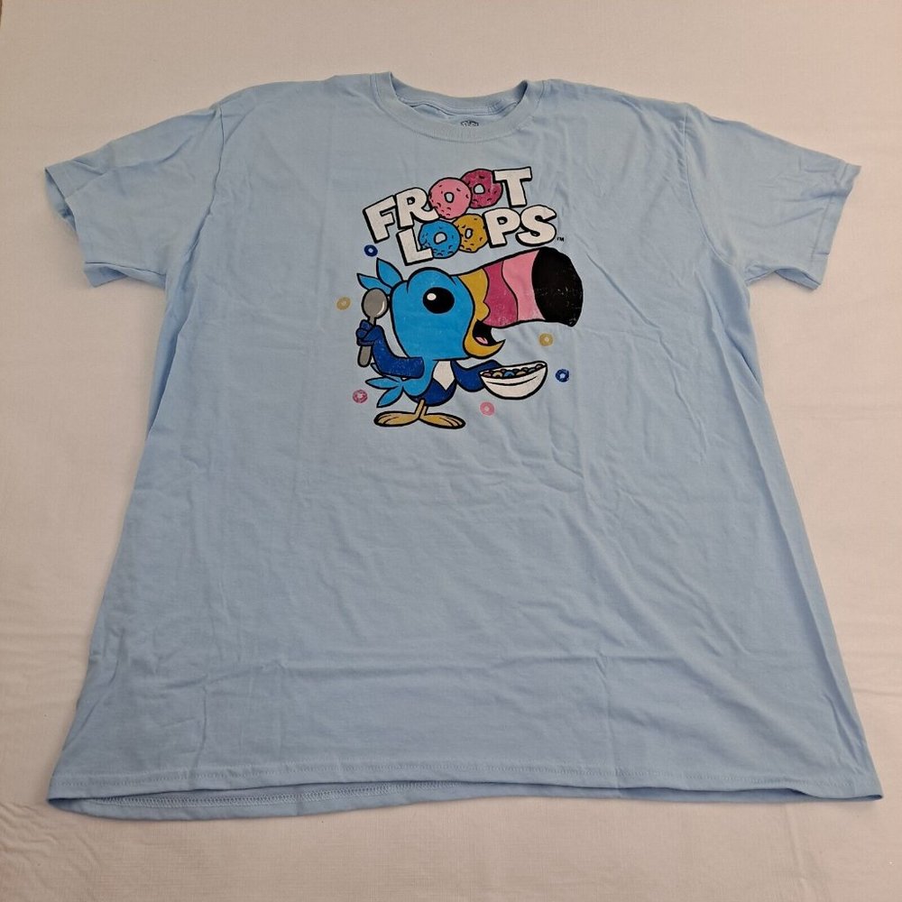 Froot Loops Cereal Toucan Sam Unisex Adult T-shirt Blue 2X